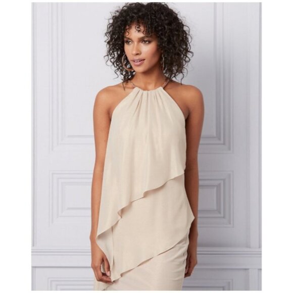 Women Le Chateau Foil Chiffon Halter Dress XXL - Picture 3 of 7